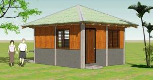3-D rendering of a typical core house shelter to be provided to the beneficiaries. Illustration by Al Berdugo.